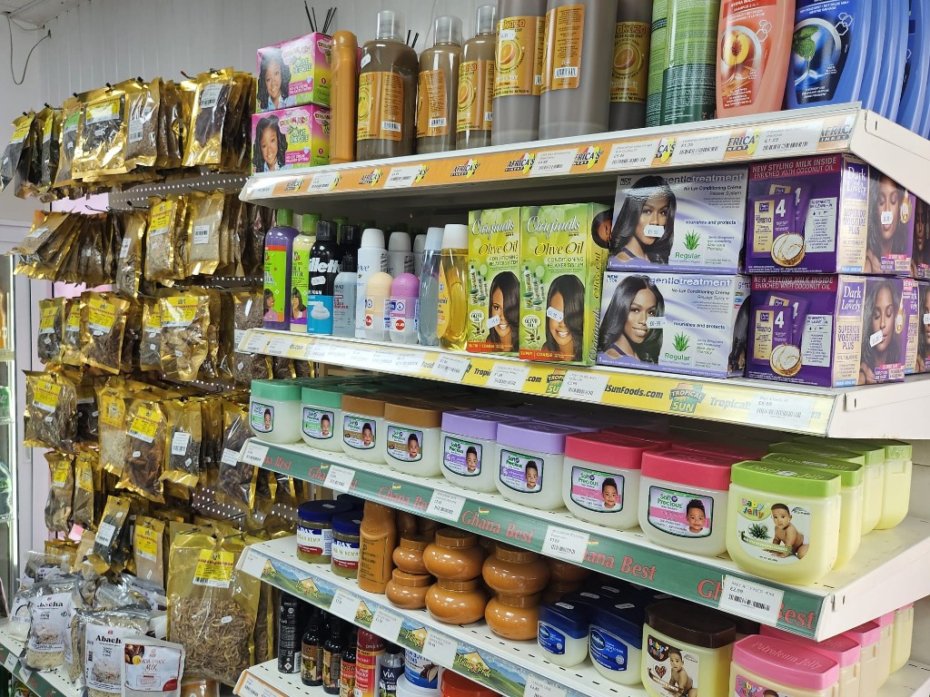 Haircare and beauty shelves